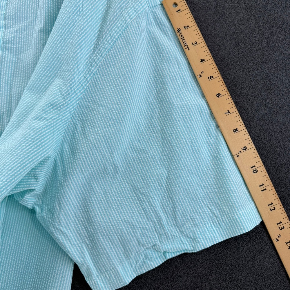 Ralph Lauren Mens 4XB Big Seersucker Short Sleeve Button Down Shirt Blue Stripe - Picture 9 of 16